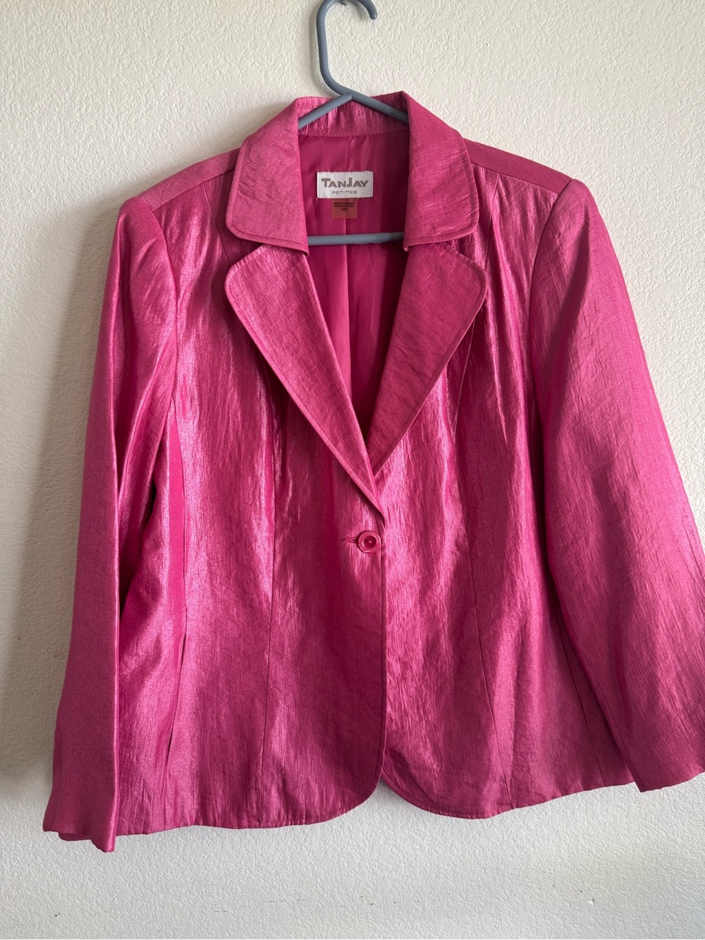 TanJay Hot Pink/Fuschia Tailored Single-Button Blazer